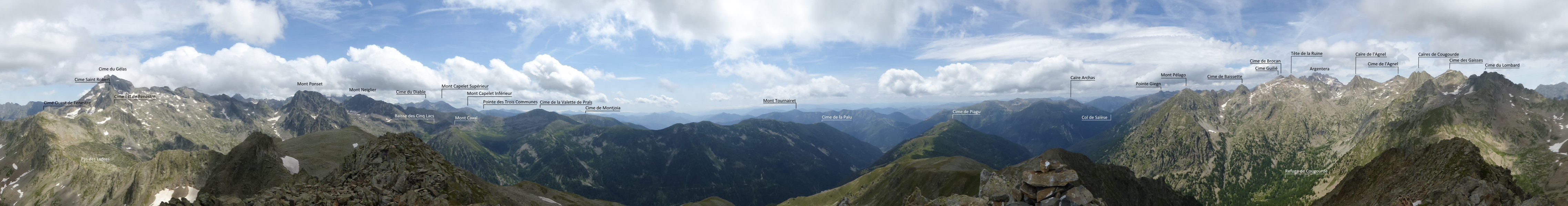 Panorama légendé vu de la Cime de l'Agnellière