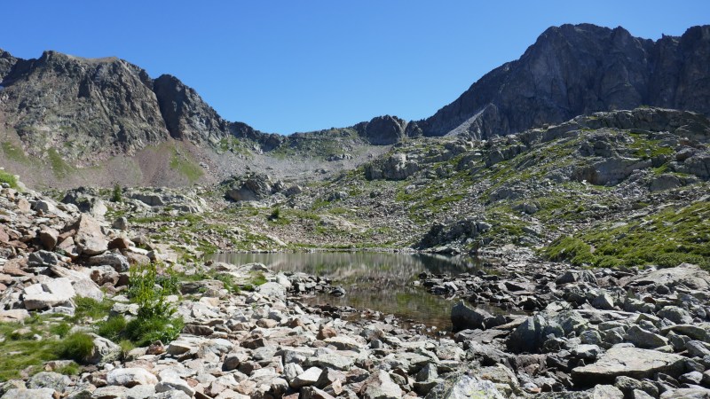 La Baisse de Druos, et à droite la Cime de Tavels